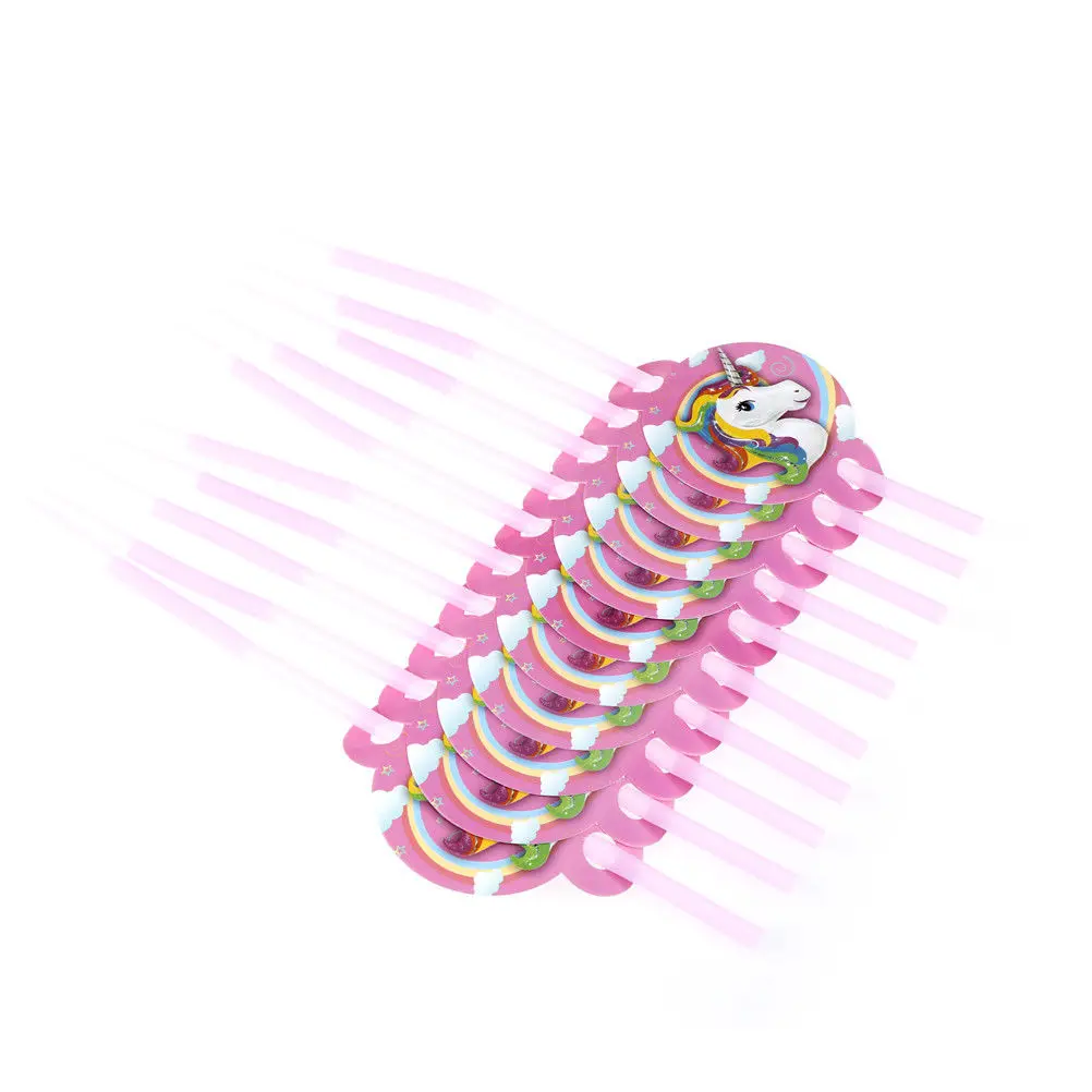 10 шт./компл. милый тема одноразовые Единорог трубочки принадлежности для