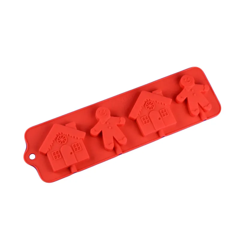 Style 2 4 полости Снеговик Рождественская елка форма 3D силиконовая форма для DIY леденец сахар шоколад печенье форма выпечки украшения инструменты - Цвет: Style 2