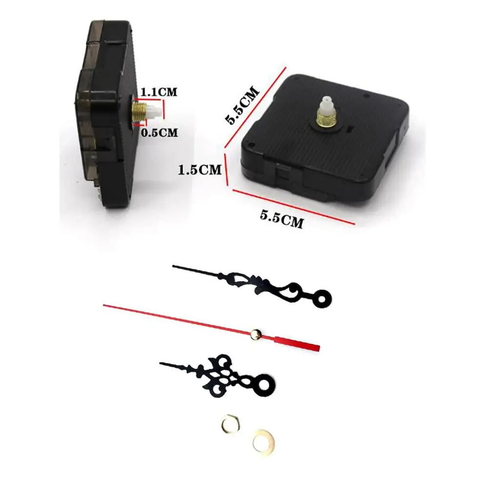 1.1cm Thread Shaft Механизм настенных часов бесшумный кварцевый часовой механизм черно-красные стрелки, длина вала 2 - Цвет: 1.1cm Thread Shaft