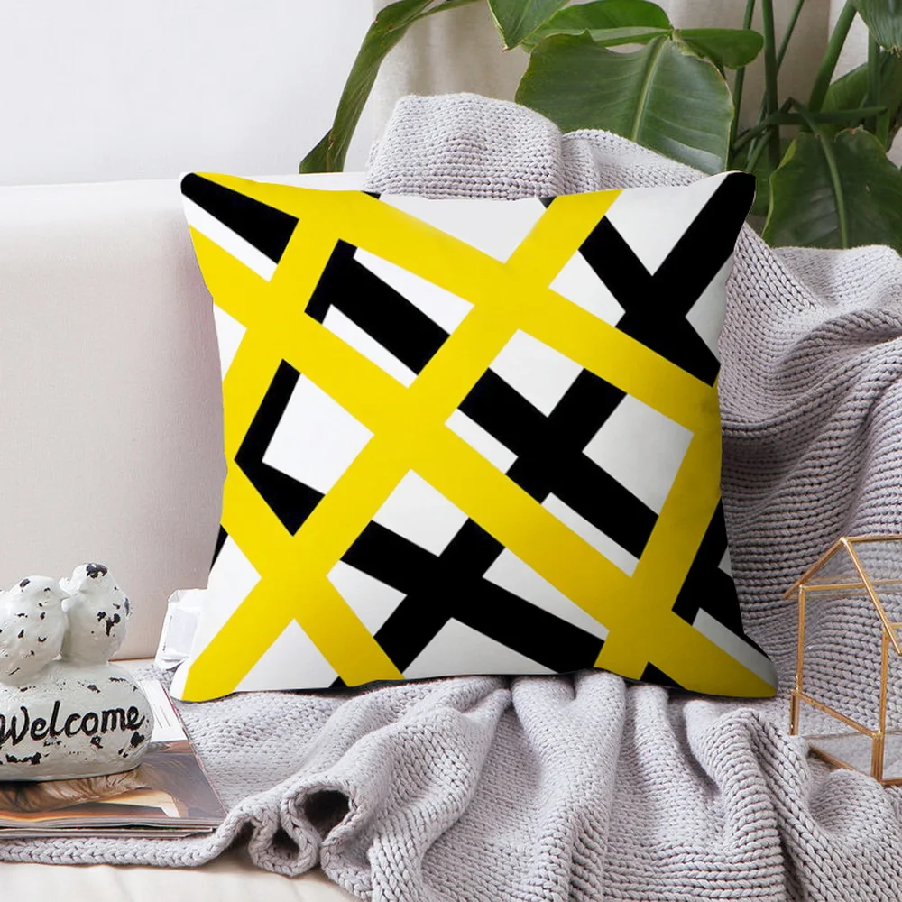 Детские штаны с геометрическим принтом Подушка Чехол офис диван Housse de Coussin Kussenhoes желтого и серого цветов алмазов волновой поясничная подушка крышка