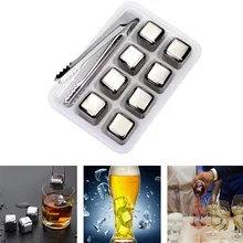Reusable Stainless Steel Ice Cubes Kit for Whiskey Wine Keep Cold quick-frozen Steel Ice Cubes Drink Wine Quick cooling tool