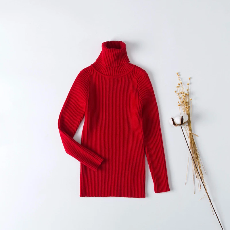 Высокое качество; зимний свитер с высоким воротником для девочек; коллекция года; сезон осень; теплая детская одежда для мальчиков; пуловер; вязаные однотонные свитера для маленьких детей - Цвет: Ali1611R