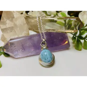 

Natural Larimar - Handmade Sterling Silver Necklace - High Quality Materials