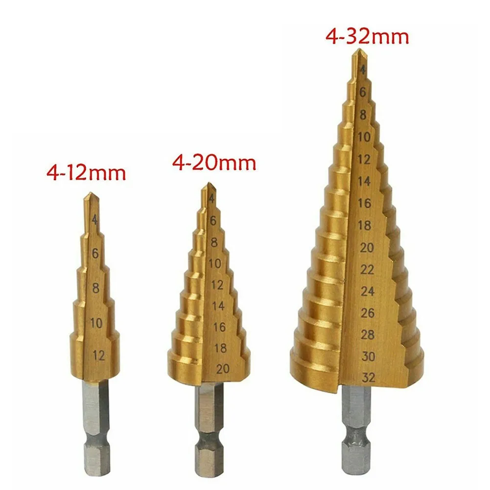 

3-12mm 4-12mm 4-20mm HSS Straight Groove Step Drill Bit Set Titanium Coated Wood Metal Hole Cutter Core Drill Bit Set