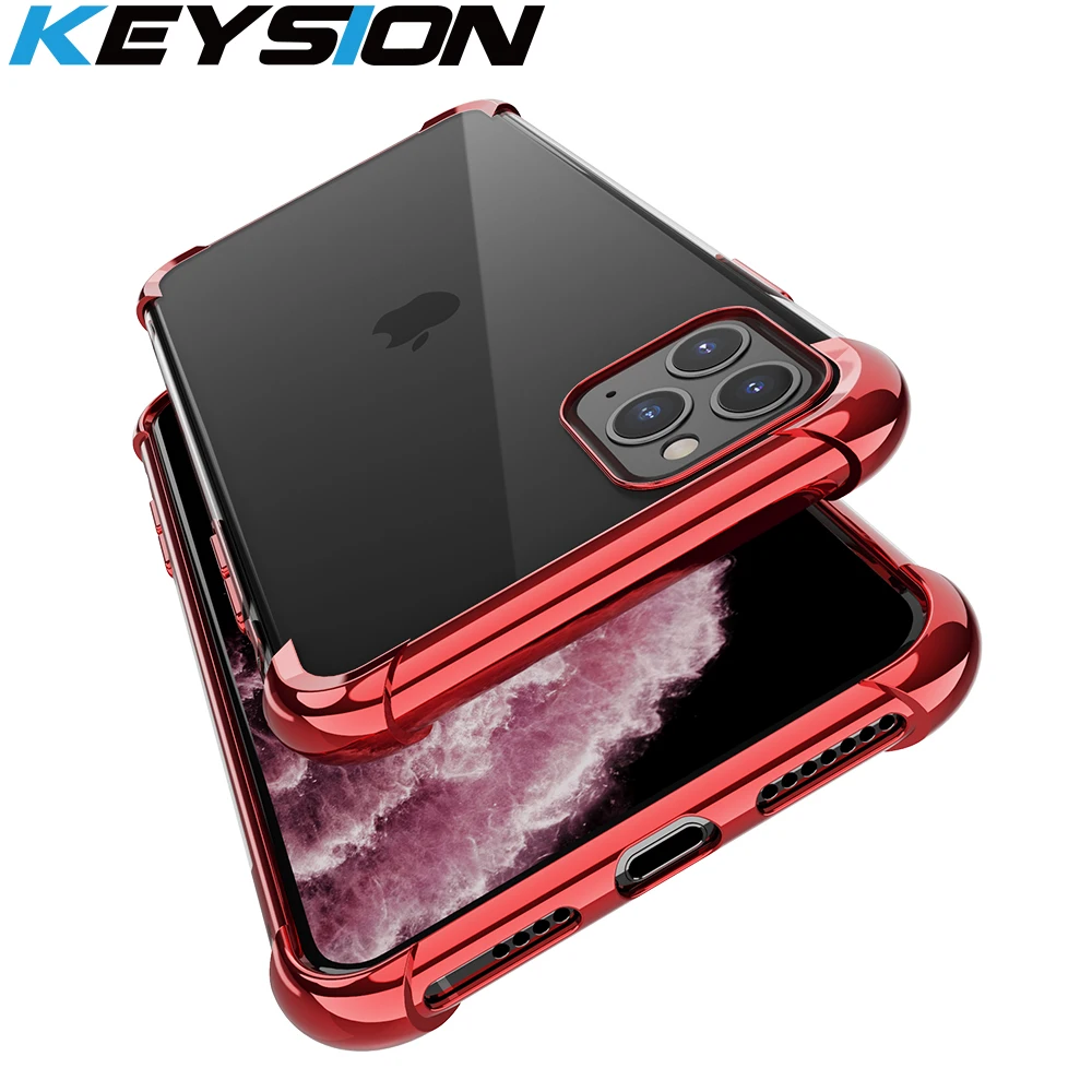 

KEYSION Plating Air-bag Shockproof Phone Case For iPhone 11 Pro Max Case Soft TPU Back Cover For iPhone 2019 11 Pro Max Cover