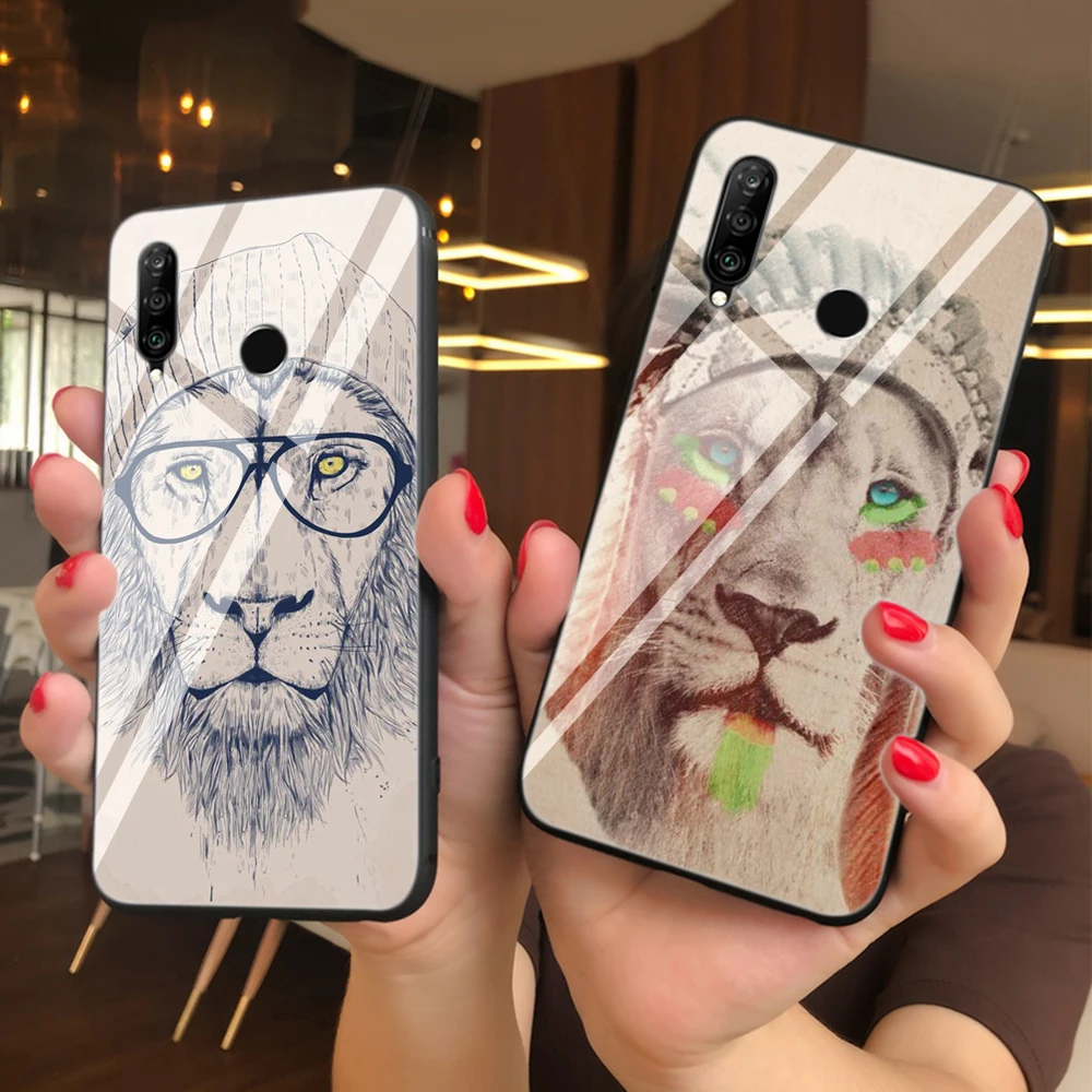 Lavaza животные Лев закаленное стекло мягкий чехол для Huawei Honor 8x9 P Smart mate 20 P10 P20 P30 Lite Pro Чехол