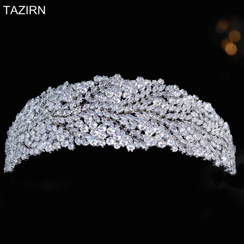 3A+ Cubic Zirconia Sweet 16 Princess Headbands CZ Wedding Bridal Tiaras Zircon Party Hair Jewelry Accessories Pageant Headpieces