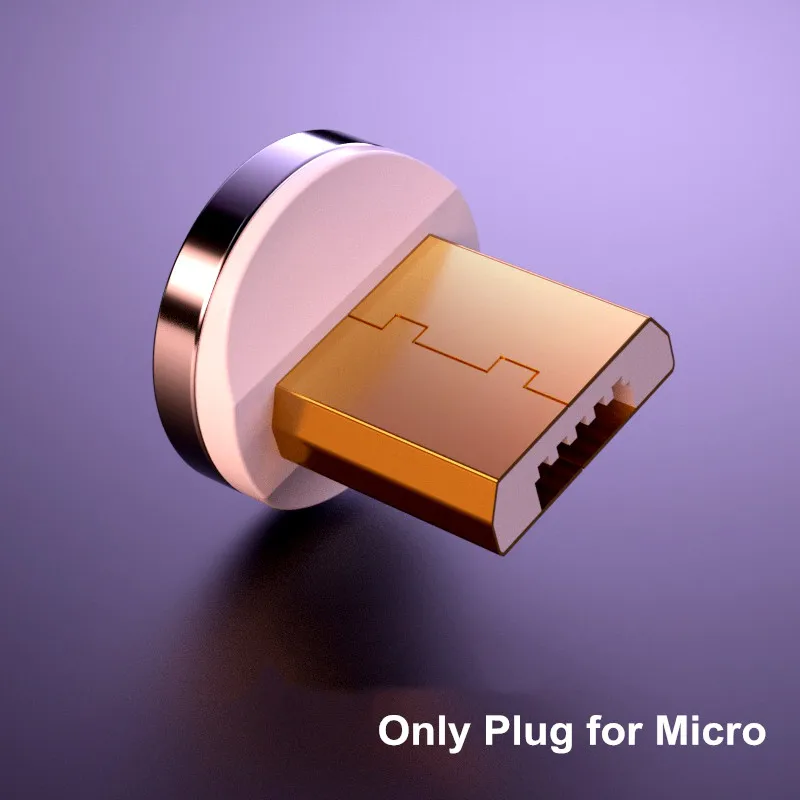 Only Plug for Micro Магнитный кабель Micro USB для быстрой зарядки Vanniso 2m 3A для iPhone X 7 samsung A50 Xiaomi mi9, магнитный кабель usb type-c для передачи данных - Цвет: Only Plug for Micro