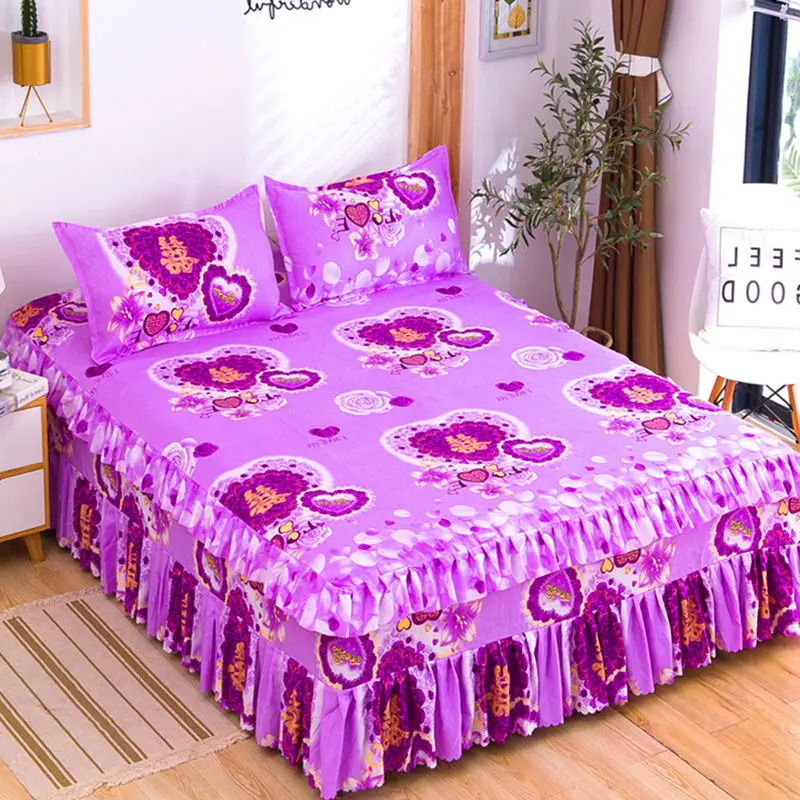 Pillowcase Bed Sheet Bed Skirt Mattress Bedding 3pcs/set