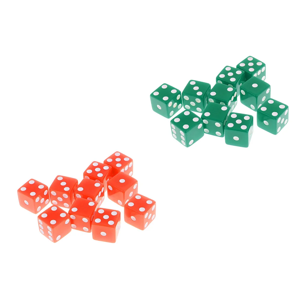 20Pcs 16mm D6 6 Sided Dices White Dotted for DND TRPG MTG Party Fun Toy Gift