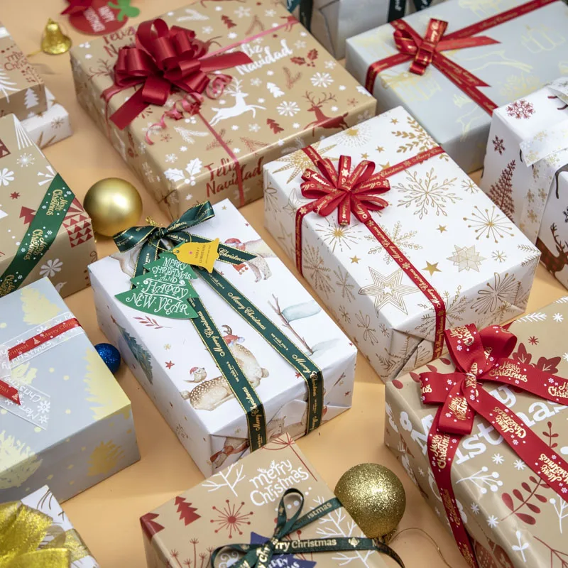 クリスマスラッピングペーパー クラフト紙鹿 スノーフレーク プレイドスタイルのデザイン クリスマスラッピングペーパー クラフト紙鹿 スノーフレーク プレイドスタイルのデザイン Vladatk Gov Ba