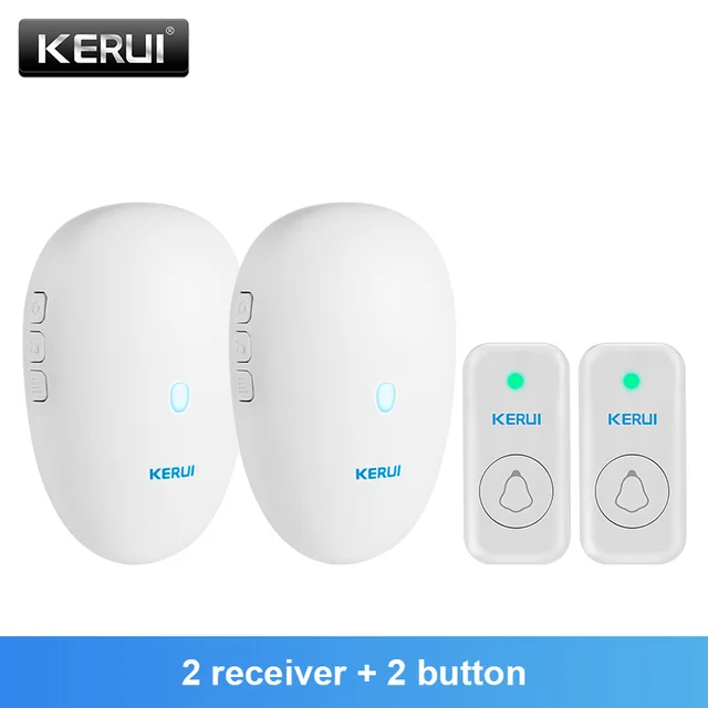 KERUI M521 Outdoor Wireless Doorbell Smart Home Security Welcome Chime Kit Door Bell Alarm LED Light Outdoor Button Battery kit 4
