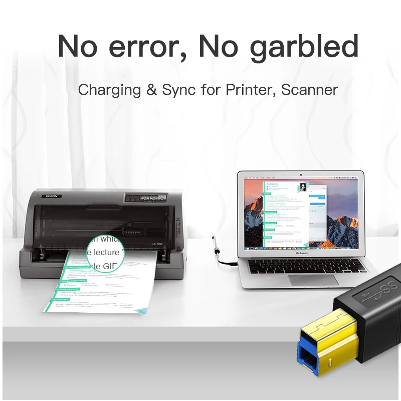 CABLETIME Type C to USB 3.0 BM Printer Cable 5Gbps High Speed USB3.0 Scanner Cable Extension Printer Cable For HP Printer C244