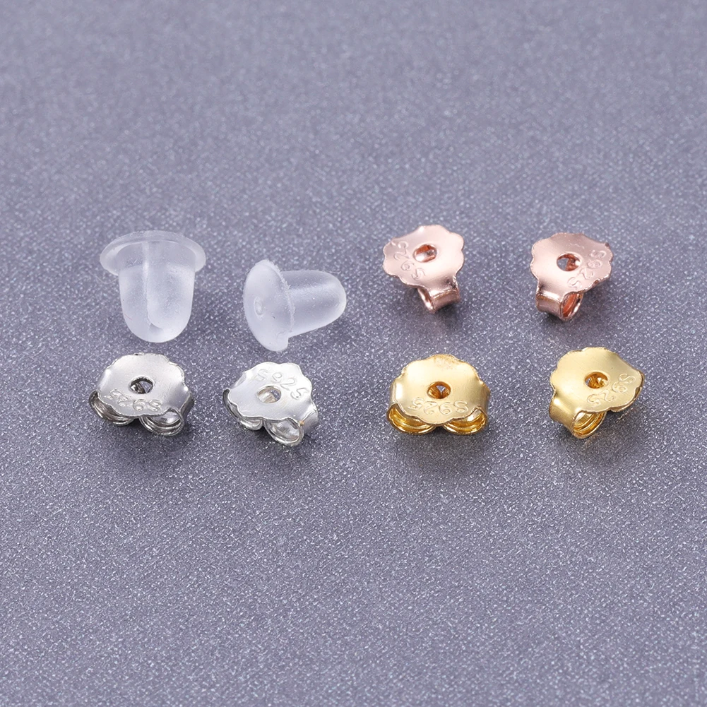 AOEDEJ Real 925 Sterling Silver Earrings Back Women Girls Earring Stopper Gold Plated Butterfly Fastener Earring Accessories 2