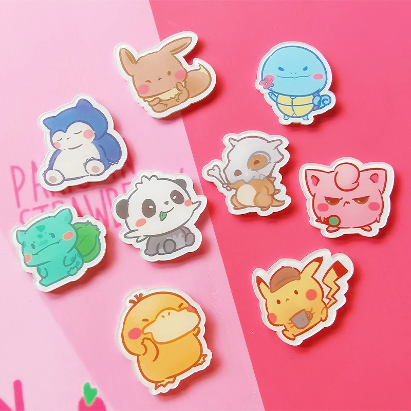 9 Pokemon Brooch Kawaii To Explode Pikachu Eevee Bulbasaur Snorlax Squirtle Jigglypuff Anime Collection Child Gift Animation Derivatives Peripheral Products Aliexpress