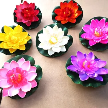 

10cm Artificial Floating Water Lily Simulation Lotus Flower Fake Plant for Fish Tank Pond Landscaping Decor Home Decoration