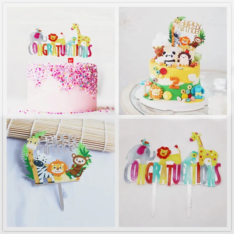 Decoration De Gateau D Anniversaire En Acrylique Avec Motif D Animaux Singe Et Elephant Decoration De Gateau Pour Enfants Decoration De Gateau Aliexpress Maison Animalerie