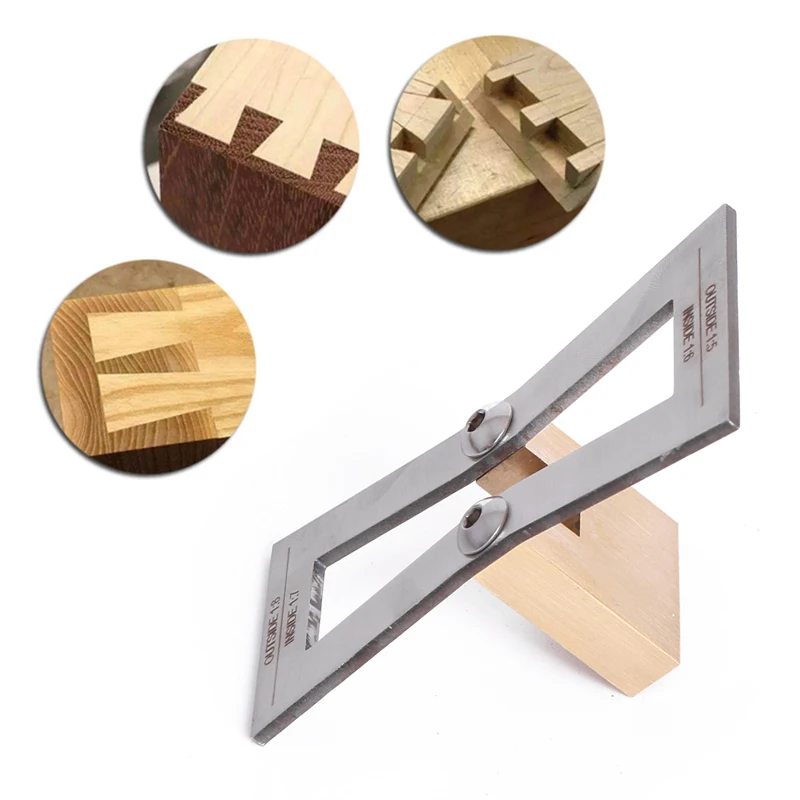 

Dovetail Scribe Line Planner Woodworking Crossed Template Drawing with Scale for Carpenter JDH99