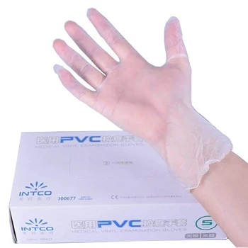 

100 PCS/Box Disposable Gloves PVC Gloves Solid Color Vinyl Examination For Catering Kitchen Housework Food Experiment S/M/L