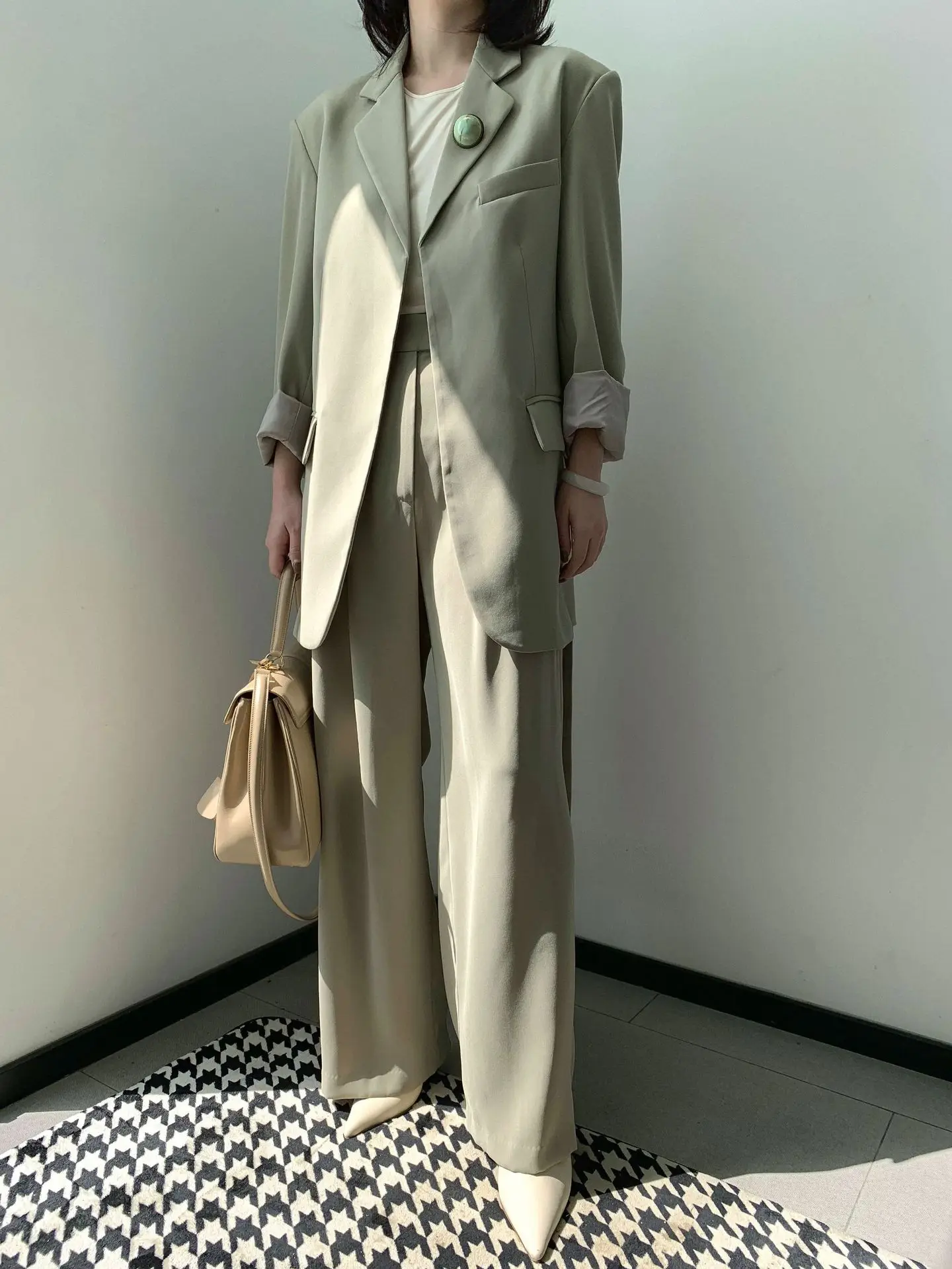 Trend Dream DT Edition Guangzhou Uus женское платье сплошной цвет женский костюм Южная Корея пояс костюм куртка пальто Женская