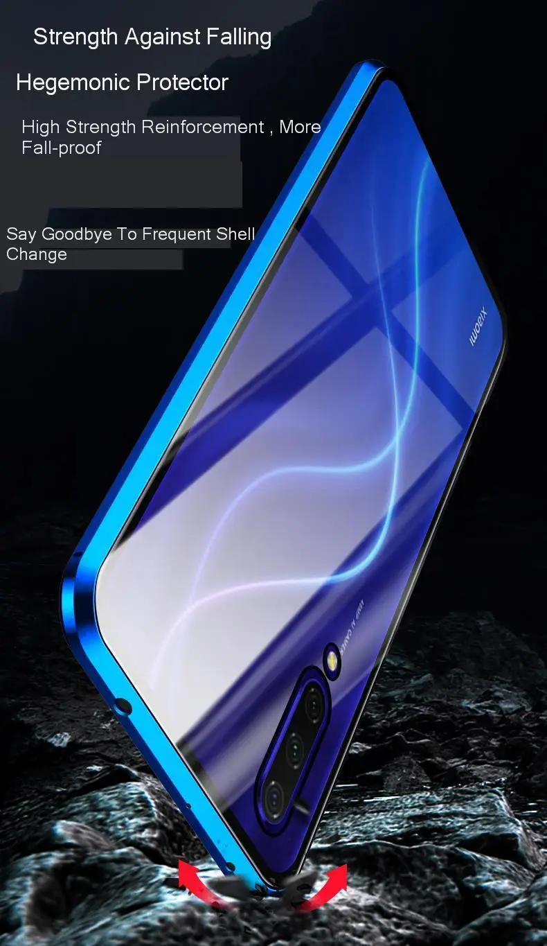 Двойной закаленное стекло чехол для Xiaomi mi 9 чехол Прозрачный чехол для mi 9 чехол металлический для mi 9 8 A3 9t SE Funda Роскошный чехол