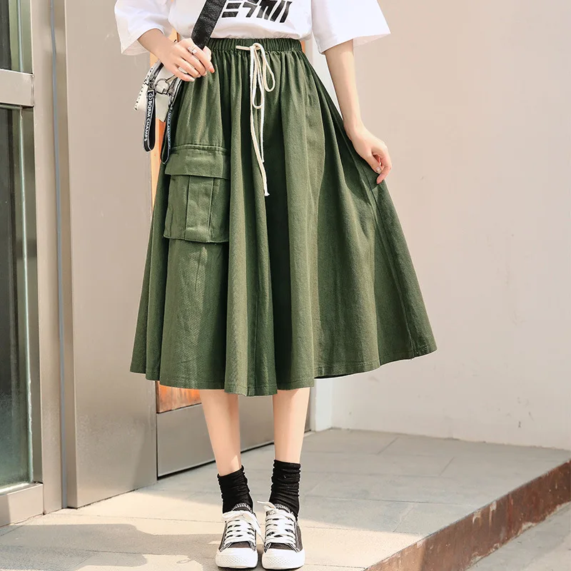 

Japanese-style Workwear Skirt Nenethecat Japanese Style Loose-Fit A- line Mid-length MORI Series Full Skirt Autumn And Winter Wo