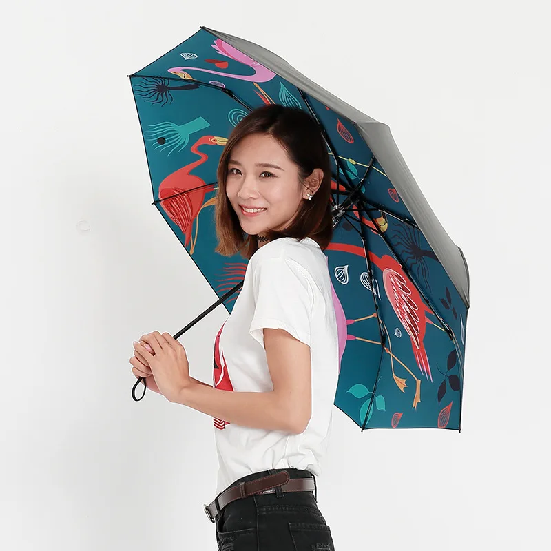 

Origional Parasol Creative Sun-resistant Parasol Milan Fashion Show Flamingo Pattern All-Weather Umbrella a Generation of Fat