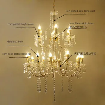 

New 2020 Wedding Iron Plated Crystal Chandelier Stage Ritual Pavilion Decoration Road Bringing New Wedding Projects Modern E14