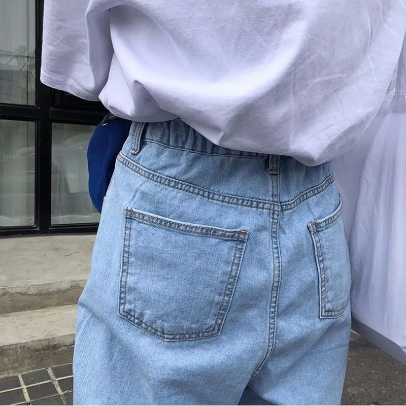 Jeans Women Solid Vintage High Waist Wide Leg Denim Trousers Simple Students All-match Loose Fashion Harajuku Womens Chic Casual
