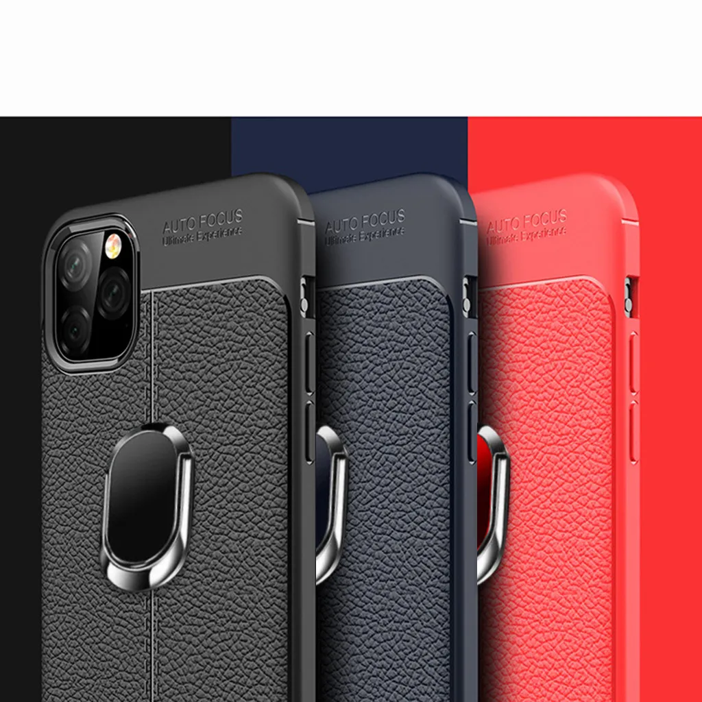 Mosunx для IPhone 11 Pro и IPhone 11 IPhone 11 Max Pro кожаный мягкий прочный тонкий кольцевой Чехол-подставка силиконовый ударопрочный чехол