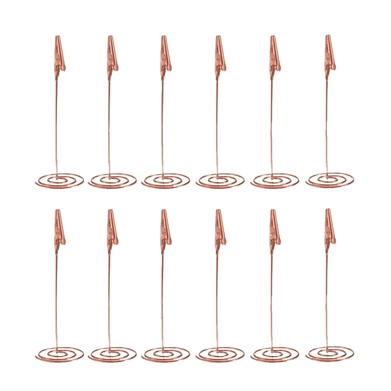 

4.5 Inch Place Card Holders,12Pcs Table Number Stand Table Card Holder Wire Table Picture Photo Holder with Heart Shape Menu Mem