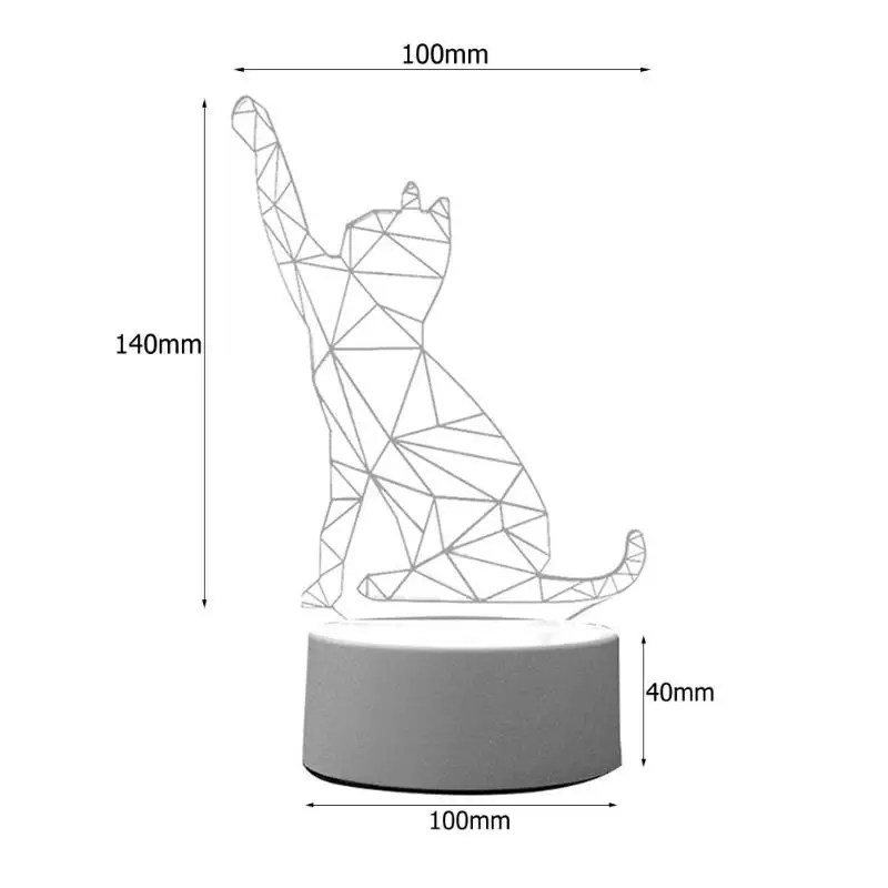 3D светодиодный ночник в форме кошки, домашний декор для спальни, ночник для нового года, для детей, для гостиной, спальни, освещение