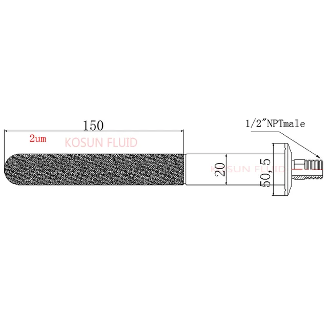 Stainless steel 2 micron  brewery Sintered Carbonation stone 1/2NPT BSP Tri clamp beer  carbonation stone / 2 3 5 um / aeration 6 inch  Long neck-14
