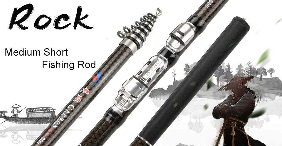 K8356 30T Carbon Spinning Telescopic Rock Fishing Rod 1.8 2.1 2.4 2.7 3.0 3.6M MH Power Carp Feeder Rod High Quality Hand  Pole (7)