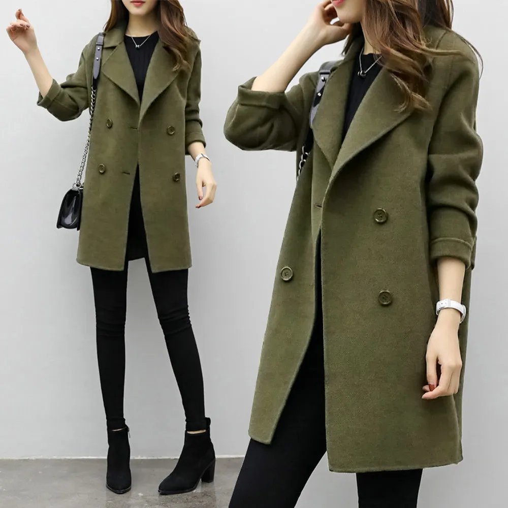 Шерстяное пальто 2019Top Женская осенне-зимняя куртка повседневная верхняя одежда парка кардиган тонкое пальто