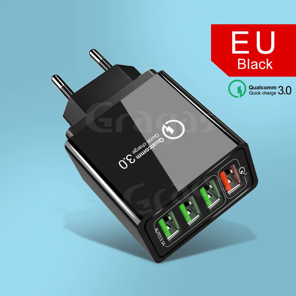 48 Вт Быстрая зарядка 4,0 3,0 USB зарядное устройство 4 порта USB быстрое зарядное устройство QC4.0 QC3.0 для iPhone 11 X samsung S10 A50 Xiaomi Mi9 настенный адаптер - Тип штекера: EU Plug