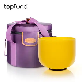 

TOPFUND E note Yellow Color Throat Chakra Tuned Frosted Quartz Crystal Singing Bowl 8" case free