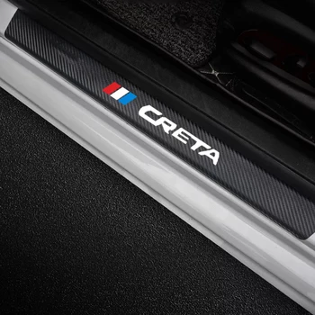 

For Hyundai Creta ix25 2020 mats Car Sticker 4 pcs car door sill protector leather carbon fiber vinyl stickers Car Accessories