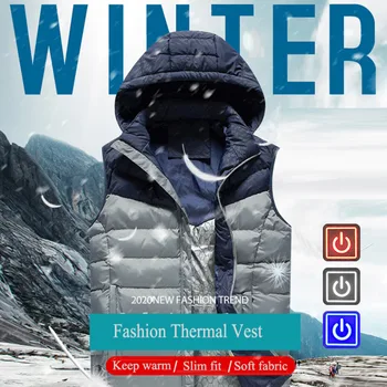 

Super Warm 2020 Men's Graphene Heating Usb Electric Heating Vest Intelligent Warm Clothes Women's Heated Cotton Vest 4 Colors