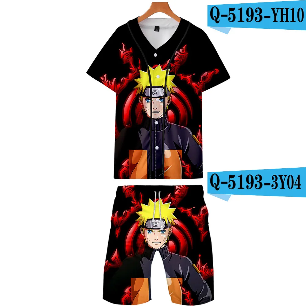 Наруто Узумаки Наруто Uchiha Sasuke дизайн аниме мужской костюм из двух частей бейсбольная форма и шорты набор Повседневный мотор бег - Цвет: Q5193