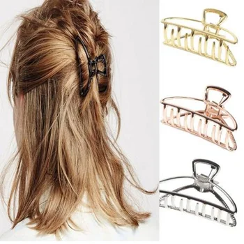 

2020 Women Girls Geometric Hair Clips Hair Crab Clips Moon Shape Hair Clip Claws Solid Color Accessories Hairpin Large Mini Size