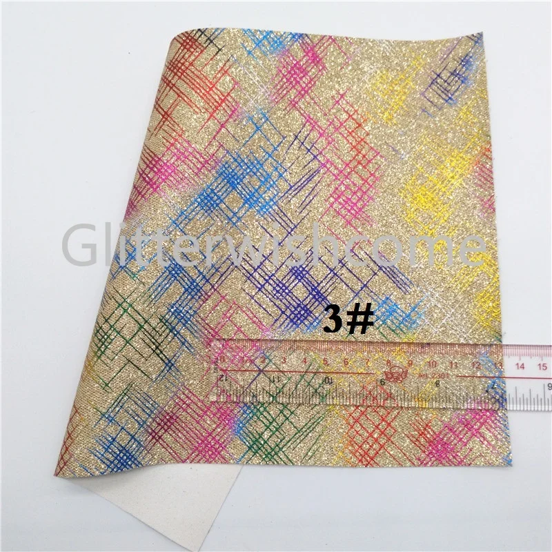Glitterwishcome 21X29 см A4 Размер блестящая ткань, блеск с принтом кожа, искусственная кожа ткань винил для бантов, GM537A