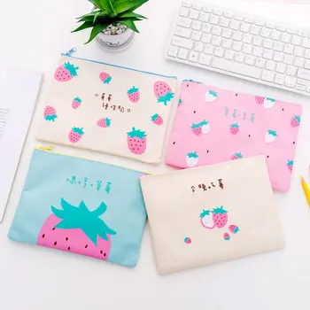 

Document bag bill zipper cute student canvas tutorial bag stationery storage clip pen bag School Office Supplies Organizer Bag