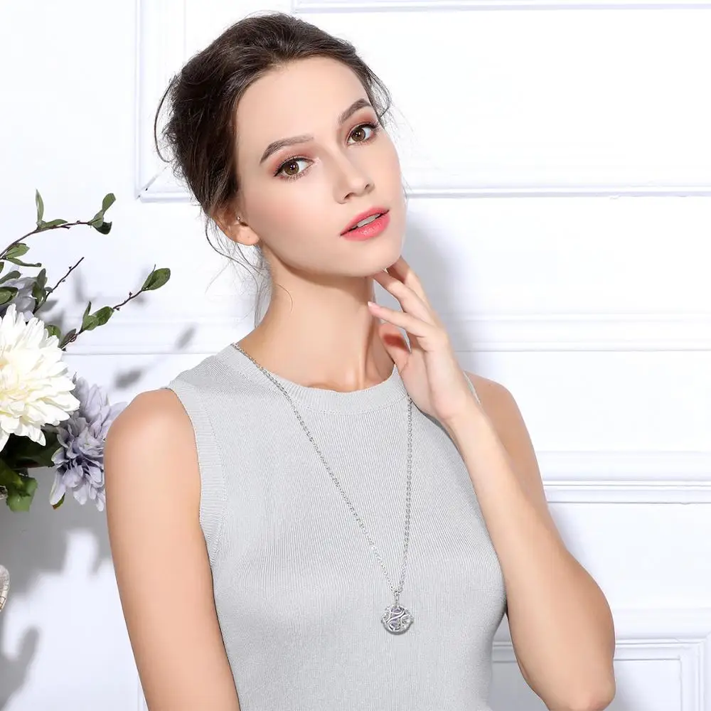 EUDORA 20mm Unique Crystal Cage Harmony Ball Musical Pendant Angel Caller Necklace with Infinite knot For Pregnancy Jewelry K363 6