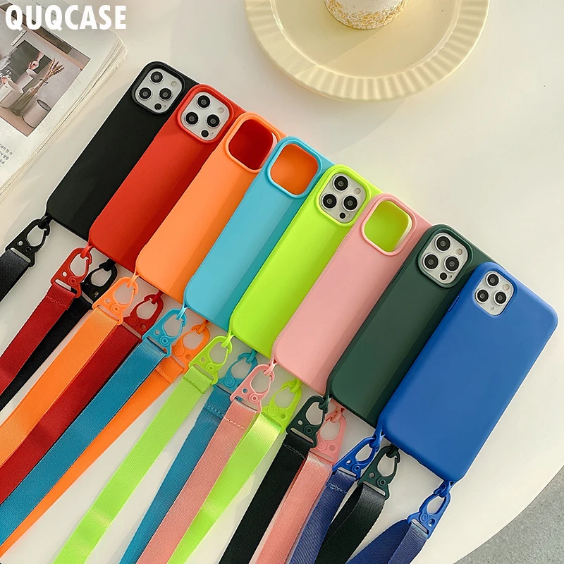 Funda de silicona con correa de lujo para iPhone, carcasa con cordón cruzado para modelos 13, 11 Pro Max, 12 Mini, XR, 7, 8 Plus, XS, X, SE, 2020