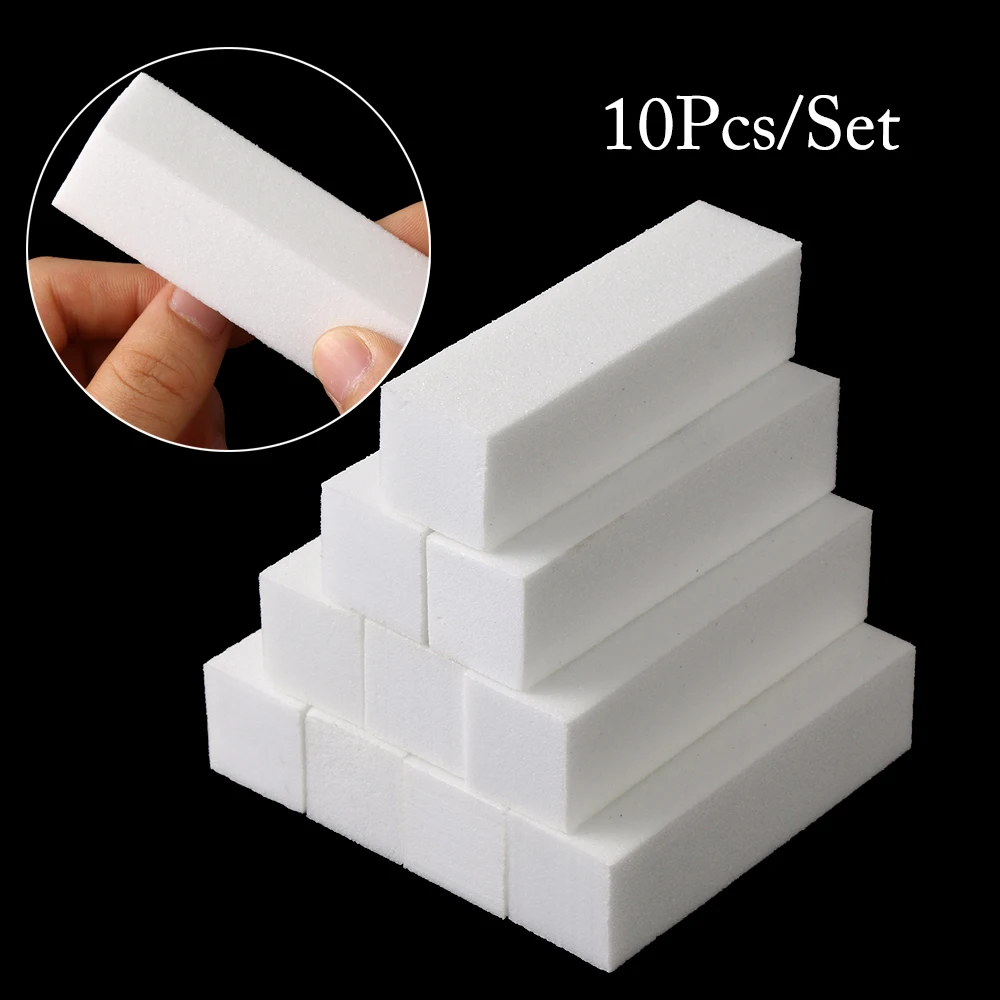 Bloque de limas blancas para uñas, pulidor de uñas de lijado, bloque de pulido, herramientas de manicura, accesorios de Arte de uñas, 10 Uds.