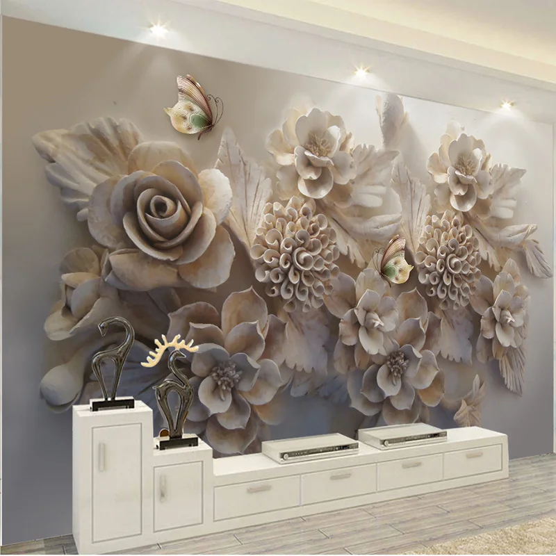 Custom-Mural-3D-Wallpaper-European-Aesthetic-Three-dimensional-Relief-3D-Flower-Butterfly-Living-Room-Sofa-Background