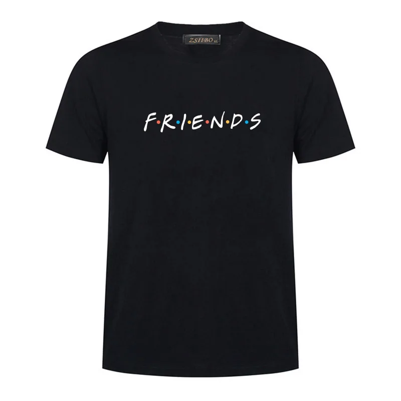 Black Мужская футболка с надписью «Friends», забавная Повседневная футболка для мужчин, футболка для мальчиков, хипстер, короткий рукав, Harajuku, Мужская одежда, S5MC84 - Color: Black