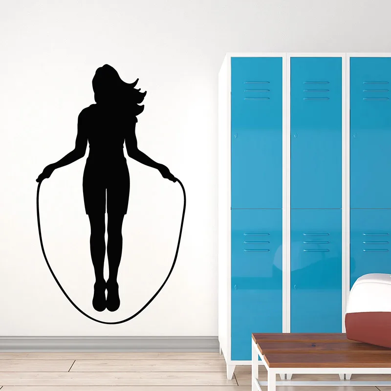 Ragazza Silhouette Adesivo Corda Di Salto Di Salute Di Sport Di Forma Fisica Adesivo In Vinile Palestra Di Formazione Di Camera Dormitorio Interior De