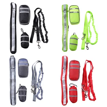 

New Reflective Strip Hands Free Elastic Leash Pet Dog Cat Running Jogging Padded Waist Belt Perfect Walking Training Leash Set .